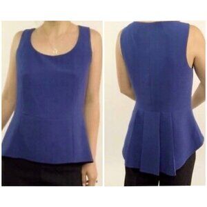 Rag & Bone Sleeveless Peplum Top. Hi-Lo with Pleated Tail. Rich Blue 2 XS